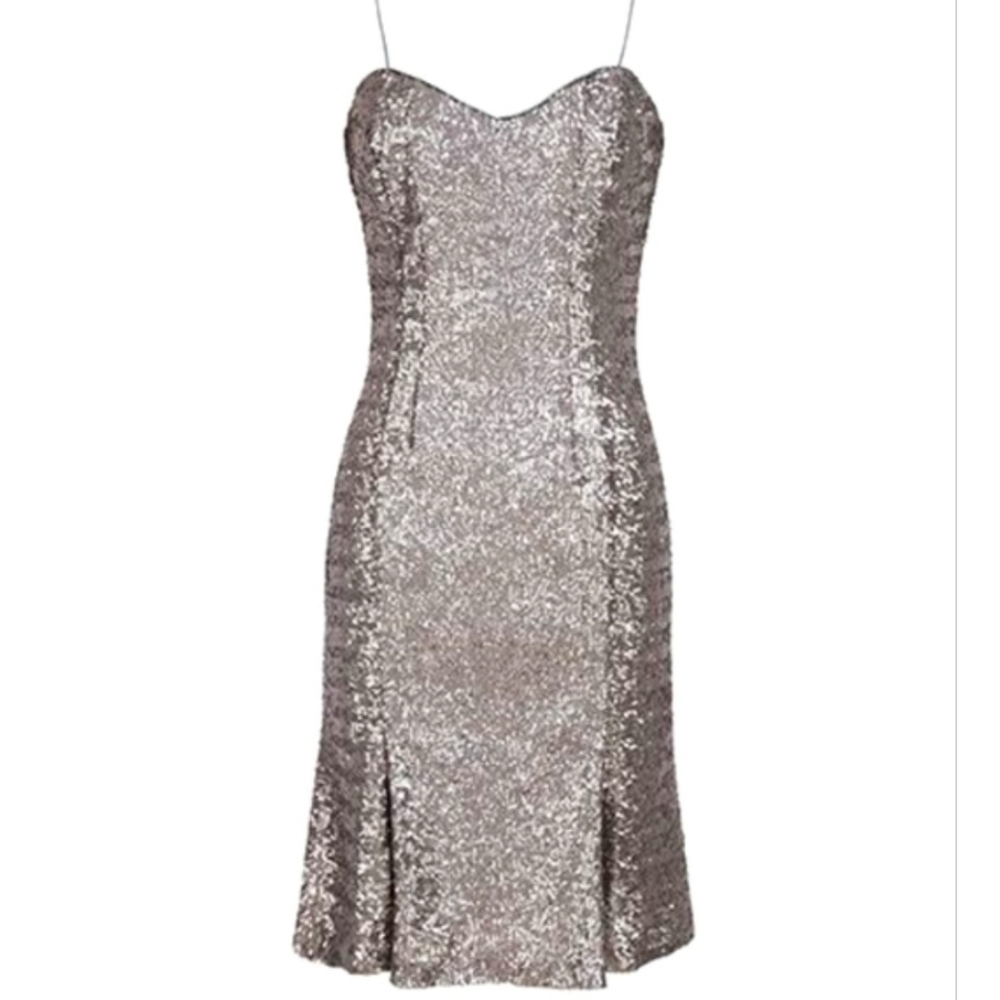 BANANA REPUBLIC L'WREN SCOTT SILVER SEQUINED DRESS Sz2